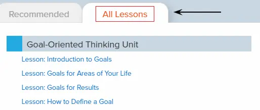 Click on the “All Lessons” tab located right next to the “Recommended” tab.